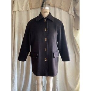 Anne Klein II Chocolate Brown Wool Brass Toggle Coat Size 2 Petite